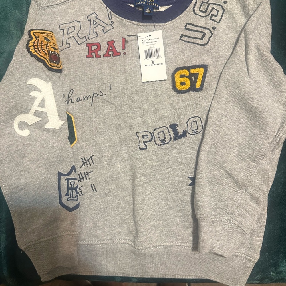 Polo by Ralph Lauren Gray Embroidered Men's Sweater